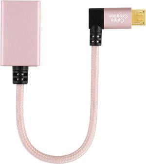 CableCreation Braided USB to Micro USB OTG Adapter, Right Angle Micro USB 2.0 OTG Cable Compatible with Game Controller, Flash Drive, Mice, USB Card Reader, Aluminum, Rose Gold