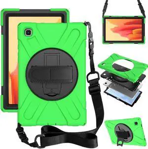 Galaxy Tab A7 10.4'' Case with Screen Protector 2022/2020, Samsung Tab A7 Heavy Duty Shockproof Case with Kickstand Hand Strap and Shoulder Strap for SM-T500/T505/T507/T509, Green