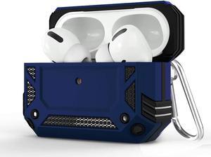 Airpods Pro Case, Full-Body Hard Shell Protective Rugged Charging Cover Case with Keychain for AirPod Pro 2019, Front LED Visible,Blue