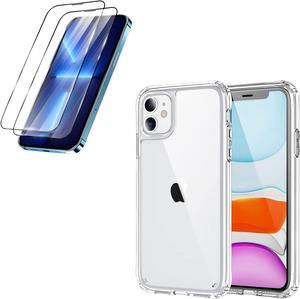 Bundle-iPhone 11 Case 6.1 inch 2021 and 2 Pack Tempered Glass Screen Protector