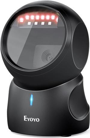 Eyoyo Barcode Scanner, QR 2D Hands-Free Omnidirectional Automatic Sensing Scanning USB Desktop Barcode Scanner, Wired Bar Code Reader Screen Scanning for POS PC Supermarket Library Retail Bookstore