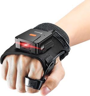 Eyoyo Wearable Glove Ring Bluetooth Barcode Scanner, Left&Right Hand Wearable,1D Finger Trigger Wireless Bar Code Reader Inventory with Retractable Lanyard Compatible with iPhone iPad Android Tablet