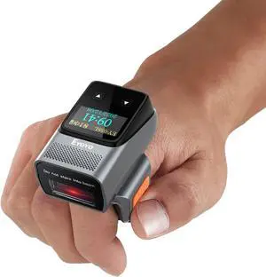 Eyoyo Wearable Bluetooth Ring Barcode Scanner with Display, Mini Wireless Finger Bar Code Scanner Reader Inventory Compatible with iPad iPhone Android, Left&Right-Handed Use, Fast&Accurate Scanning