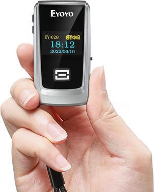 Eyoyo QR Code Scanner with LCD Display, Mini Portable Bluetooth Barcode Scanner, Wireless 1D 2D Book Bar Code Scanner for Library Classroom Inventory Compatible with iPhone iPad Android iOS POS Laptop