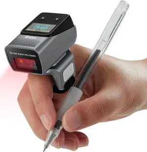 Eyoyo 2D Bluetooth Ring Barcode Scanner with Screen, Mini Wearable Wireless Finger QR Bar Code Scanner Reader Inventory Compatible with iPad iPhone Android, Support Screen Scan, Left&Right-Handed Use