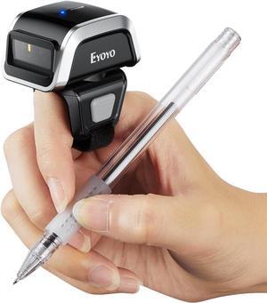 Eyoyo 2D Bluetooth Ring Barcode Scanner, Mini Wireless Wearable Finger 1D UPC QR Code Scanner with Battery Level Indicator, Handsfree Library Inventory Reader Compatible with iPad iPhone Android Phone