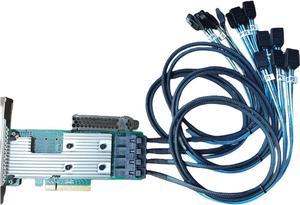 SAS9305-16i LSI 9305-16i SATA SAS 12Gbs RAID Controller Host Bus Adapter PCIe 3.0 x8 IT-Mode 05-25703-00 HBA (9305-16i + 4 * 8643 Cable)