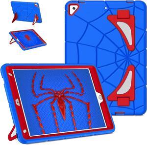 Kids Cases for Pad 9th Generation, Pad 8th / 7th Generation Case, for Pad 10.2 case with Sturdy Kickstands, Heavy Duty Shockproof Pad 10.2 case for Kids Children Boys(Blue+Red)