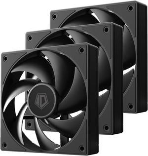 ID-COOLING AF-125-K Trio 120mm Case Fans 3 Pack FDB PC Fans Daisy Chain Connector Computer Fans for Radiator/CPU Air Cooler/Computer Case