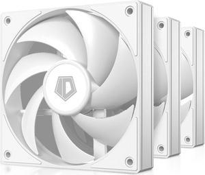 ID-COOLING AF-125-W Trio 120mm Case Fans 3 Pack FDB PC Fans Daisy Chain Connector Computer Fans for Radiator/CPU Air Cooler/Computer Case