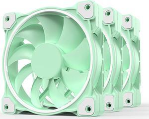 ID-COOLING ZF-12025-TRIO Mint Green 120mm Case Fan 3 Pack White LED PWM Fan for PC Case/CPU Cooler