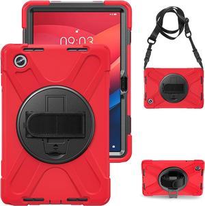 Case for  Tab M11 2024 (TB-330FU/330XU) 11", Durable Shockproof Protective Cover with 360° Rotating Stand - Hand Strap - Shoulder Strap,Red