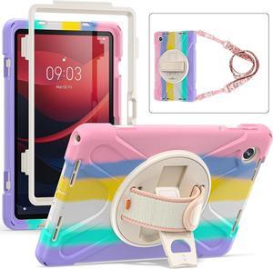 Case for Tab M11 Tablet 11" 2024 TB-330FU for Kids Girls, Full Body Drop Proof Protection Case Cover with 360° Rotate Stand &Hand Strap Shoulder Strap | Colorful Pink