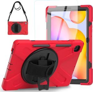 Case for  Galaxy Tab S6 Lite 10.4" 2024 for Kids SM-P620/P625 | Full Body Protection Case with Screen Protector S Pencil Holder&Stand&Hand Strap for  Tab S6 Lite Tablet 2022 2020-Red