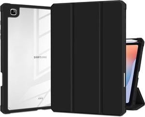 Hybrid Case for  Galaxy Tab S6 Lite 10.4 inch 2022/2020 Model (SM-P610/P613/P615/P619) with S Pen Holder Shockproof Cover with Clear Back Shell TPU Bumper Auto Sleep/Wake, Black