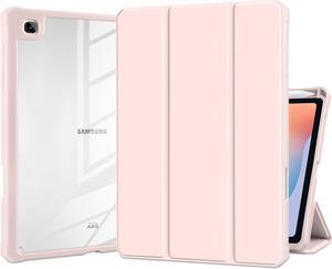 Hybrid Case for  Galaxy Tab S6 Lite 10.4 inch 2022/2020 Model (SM-P610/P613/P615/P619) with S Pen Holder Shockproof Cover with Clear Back Shell TPU Bumper Auto Sleep/Wake, Pink