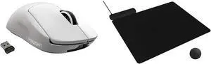 G Pro X Superlight Lightspeed Wireless Gaming Mouse + Powerplay 2 Wireless Charging Mouse Pad Bundle - White
