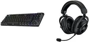 G Pro X TKL Lightspeed Wireless Gaming Keyboard, Clicky + G Pro X 2 Lightspeed Wireless Gaming Headset Bundle - Black