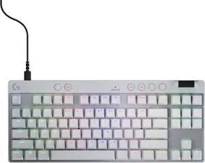 G PRO X TKL Rapid Tenkeyless Wired Gaming Keyboard with Magnetic Analog Switches, Rapid Trigger Mode, Adjustable Actuation, and Customizable RGB Lighting - White