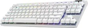G PRO X TKL LIGHTSPEED Wireless Gaming Keyboard, Ultra-Portable Tenkeyless Design, LIGHTSYNC RGB, PBT keycaps, Tactile Switches (GX Brown) - White
