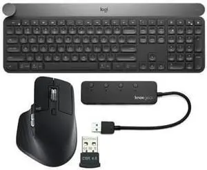 Craft Advanced Wireless Keyboard with Wireless Mouse, Dongle Adapter and USB 3.0 Hub Bundle (4 Items)
