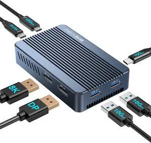 ACASIS Mac mini Dock Dual Monitor with 40Gbps M.2 NVMe SSD Enclosure, Mac mini Hub with 2*DP1.4, 2*USBA 3.1, 1 USB C 10Gbps, Cooling Fan Design, Works for M1/M2, Compatible with USB4/3.2/3.1/3.0