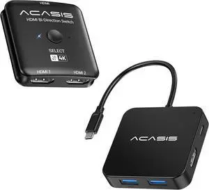 ACASIS Multi-Port USB Type-C Hub & HDMI Switch Splitter 4K@60hz HDMI, Power Delivery 100 W | 3 USB 3.0 Port | 1 Type-C 3.0 Port | USB Splitter Adapter for MacBook, Mac Mini, XPS, Laptop (0.5FT)
