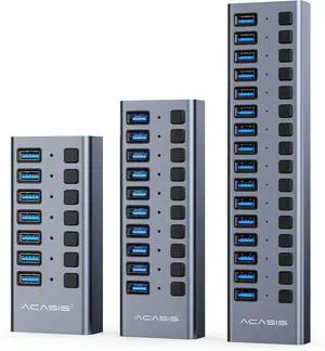 ACASIS 16&10&7 Ports USB 3.1 Hub with 10Gbps Data Speed, Powered USB 3.1 Hub, Aluminum Housing, USB Hub Powered with 96/48/24W Power Adapter