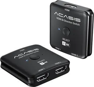 ACASIS HDMI Switch Splitter 4K@60hz & 8K@60hz, 4K@120HZ, Bidirectional HDMI 2.0 & 2.1 Switcher 2 in 1 Out, HDMI Splitter 1 in 2 Out, Support HDR for Xbox PS5/4/3 Blu-Ray Player Fire Stick Roku HDTV