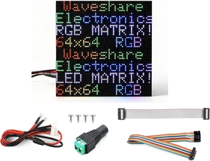 4096 RGB Full-Color LED Matrix Panel, 2.5mm Pitch, 64 × 64 Pixels, Compatible with Raspberry Pi 5/4B/Zero 2W/Zero/Pico 2W / ESP32, Support Adjustable Brightness, Chainable, Displaying Text, Animation 4096 RGB Full-Color LED Matrix Panel, 2.5mm Pitch, 64 × 64 Pixels, Compatible with Raspberry Pi 5/4B/Zero 2W/Zero/Pico 2W / ESP32, Support Adjustable Brightness, Chainable, Displaying Text, Animation