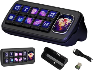 MK10 Multi-Functional AI Voice Control Panel, Onboard 10x0.85inch Mechanical LCD Macro Keys and 2.01inch Secondary Screen, Linux + QMK Dual-System, Support AI Speech recognition & Interaction, Black MK10 Multi-Functional AI Voice Control Panel, Onboard 10x0.85inch Mechanical LCD Macro Keys and 2.01inch Secondary Screen, Linux + QMK Dual-System, Support AI Speech recognition & Interaction, Black
