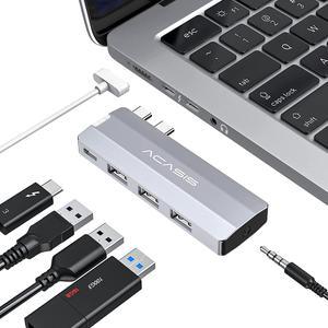 ACASIS USB C Hub Adapter for MacBook Pro 13"-16" 2021-2016, MacBook Air 2021-2018 with 100W Power Delivery Port 40Gbps Data Port 3*USB 3.2 10Gbps Ports 3.5 Audio and mic Interface Silver