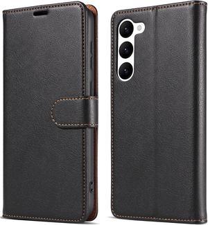 Case for Samsung Galaxy S23 5G Cover PU Leather Flip Folio Case with Card Holders RFID Blocking Stand Shockproof TPU Inner Shell Phone Cover Black
