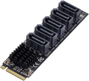 M.2 NGFF NVME M-Key PCI Express to SATA 3.0 6Gbps 5 Ports Adapter Converter Hard Drive Extension Card JMB585 2280