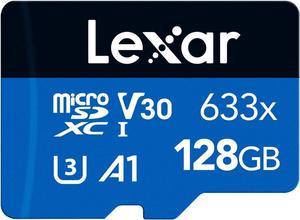 High-Performance 633x 128GB microSDXC UHS-I Card with SD Adapter, C10, U3, V30, A1, Full-HD & 4K Video, Up To 100MB/s Read, for Smartphones, Tablets, and Action Cameras (LSDMI128BBNL633A)