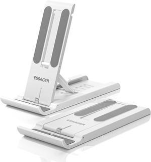 2 Pack Cell Phone Stand, Adjustable Foldable Mini Mobile Phone Holder for Desk Compatible with iPhone/Kindles/Smartphones (White)