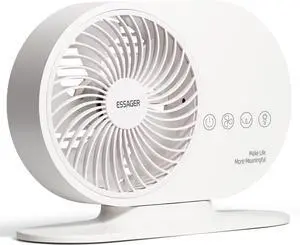 Desk Air Circulator Fan with RGB Night Light, Rechargeable Table Fan with Aromatherapy Feature, 3-Speeds, Automatic Rotation, Quiet for Bedroom, Tent, Office