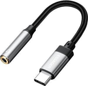 USB C to 3.5mm Audio Adapter, Hi-Res DAC Aux Headphone Jack Female Nylon Cable for iPhone 16 Pro Max, 15 Pro Max/15 Pro/15 Plus, Galaxy S24/S223/S22 Ultra, Pixel, and More Type C Devices