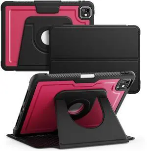 Rotatable Case for iPad Pro 11 inch 2024 (M4),Detachable Magnetic Design,360° Rotating,Adjustable Stand,Pen Holder,Auto Sleep/Wake, Red