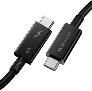 ACASIS [Certified 80Gbps Thunderbolt 5 Cable, USB C Video Display Cable Support 80Gbps, 120Gbps Bandwidth, 16k@60Hz, 8K@60Hz, 4K@540Hz Compatible with Thunderbolt 4/3, USB4, PD 240W 1.6 ft.