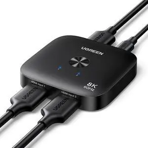 HDMI 2.1 Switch 2 in 1 Out 8K@60Hz Ultra HD Supports 4K@240Hz 4K@120Hz VRR HDR10+ Dolby Atmos 48Gbps HDMI Switcher Compatible with Switch/Switch 2 PS5 Xbox Roku Firestick Apple TV