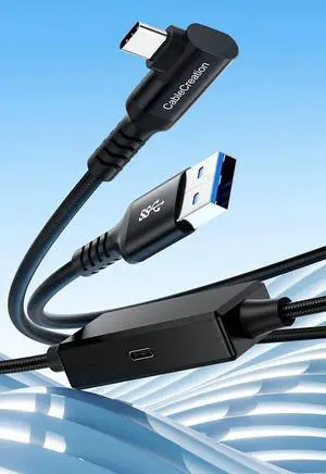16FT Link Cable for Quest 3S/3, 2 and Pro, steamVR, Pico neo3/4/pc With Separate Charging Port for Uninterrupted Power, PD 27W, USB 3.2 GEN1  Type A to C Cable for VR Headset Accessories and Gaming PC