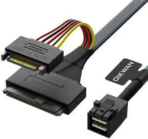 Internal 12G Mini SAS HD to U.2 / SFF-8643 to SFF-8639 Cable 0.5m with 15Pin SATA Power for U.2 SSD
