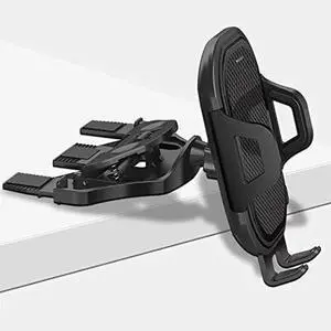Car Phone Holder, Cell Phone Mount Bracket CD Slot, Car Mount with Three-Side Adjustable Grips, Compatible with Any Size Phone