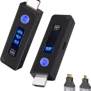 2025 Upgraded Wireless HDMI Transmitter and Receiver 165FT/50M, Plug & Play Portable 5G+2.4G Wireless HDMI Extender Kit for 4K Decode Input 1080P Output, for Audio to Monitor from Laptop/TV Box