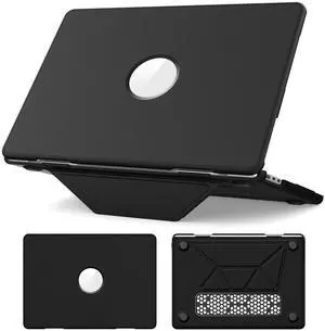 Case for MacBook Pro 14 inch 2024-2021 A3112 A3185 A3401 A2918 2992 2779 M4-M1, Shock-Absorbing Protection Case with Magnetically-Folio Stand &Mouse Pad/Bag (Leather-Like Color Black)