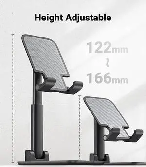 UGREEN Phone Stand Cell Phone Holder for Desk Adjustable Foldable Compatible with iPhone 13 12 Pro Max iPhone 11 XS XR X SE 8 Plus 6 7 Samsung Galaxy Note20 S20 S10 S9 S8 Mobile Phone, Black