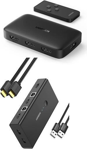 UGREEN 2 in 1 Out 4K HDMI USB Switch with 3 in 1 Out HDMI Switch