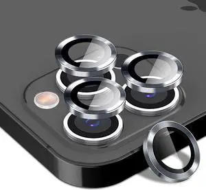 [3 + 1 Pack]  Fisheye Camera Lens Protector for iPhone 13 Pro Max 6.7"  iPhone 13 Pro 6.1", 9H Hardness Tempered Glass, Metal Ring Camera Cover, Ultra HD, Anti-Scratch (Graphite Gray)