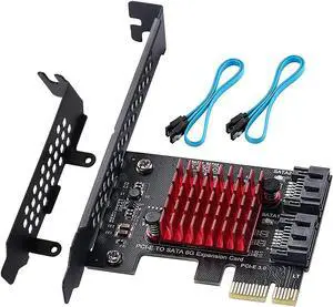 1X PCIE SATA Card 2 Ports,with 2 SATA Cables,6 Gbit/s PCIE SATA Expansion Card,PCIE to SATA Controller,PCI-E 3.0 GEN3 JMicron + JMB582 Chip